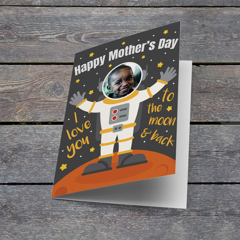 Personalised I love You To The Moon And Back Mother's Day Card Lying Down