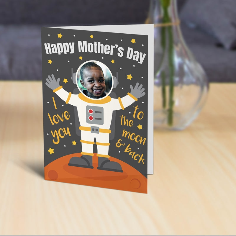 Personalised I love You To The Moon And Back Mother's Day Card Standing Up