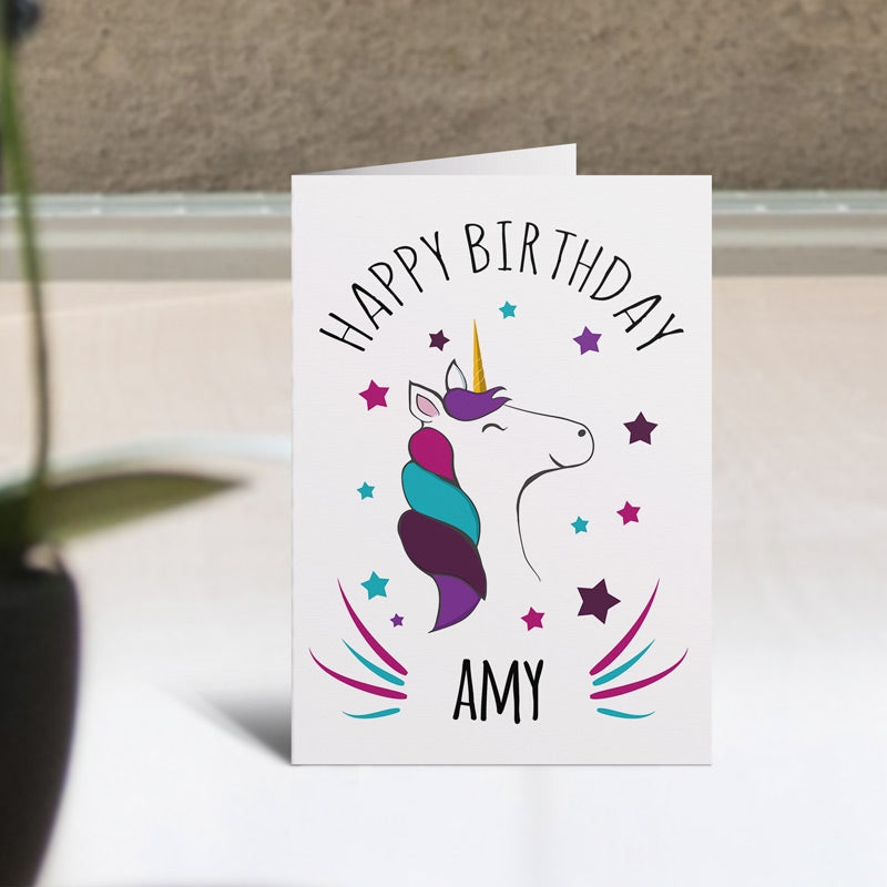Unicorn Birthday Card Standing Up
