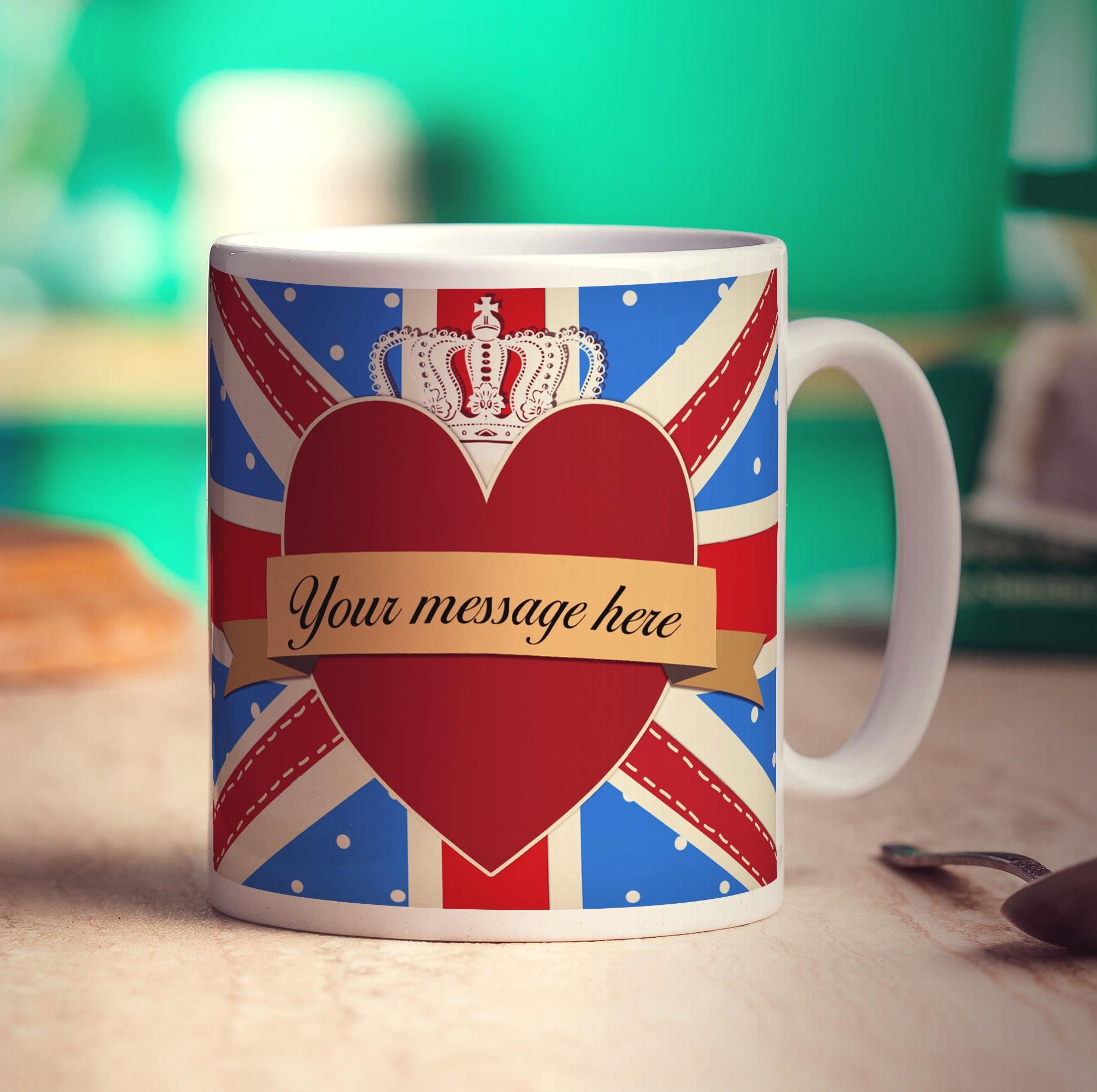 Union Jack Royal Heart Message Mug