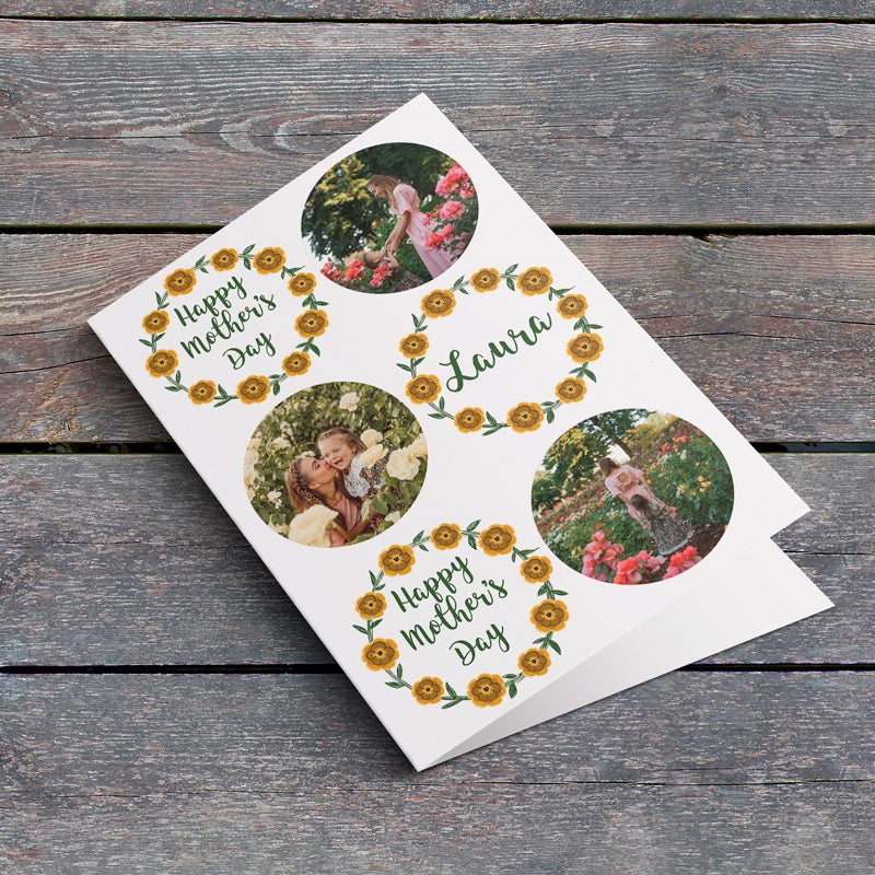 Yellow Flower Crown Birthday Card Lying Down