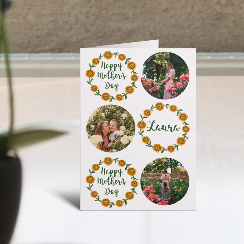 Yellow Flower Crown Birthday Card Standing Up