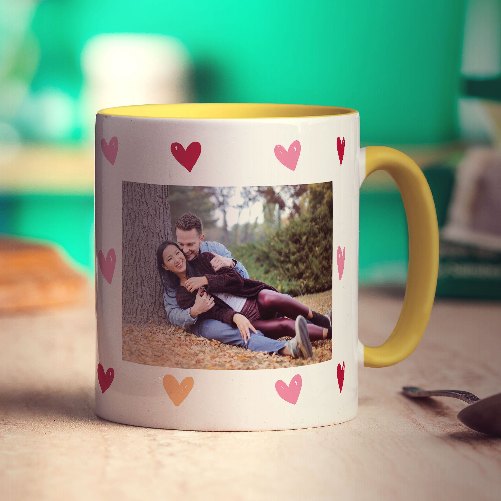 Hearts Personalised Photo Mug with Message