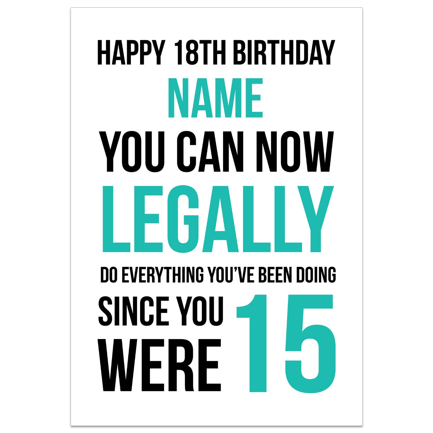 You Can Now Legally do Everything 18th Birthday Card
