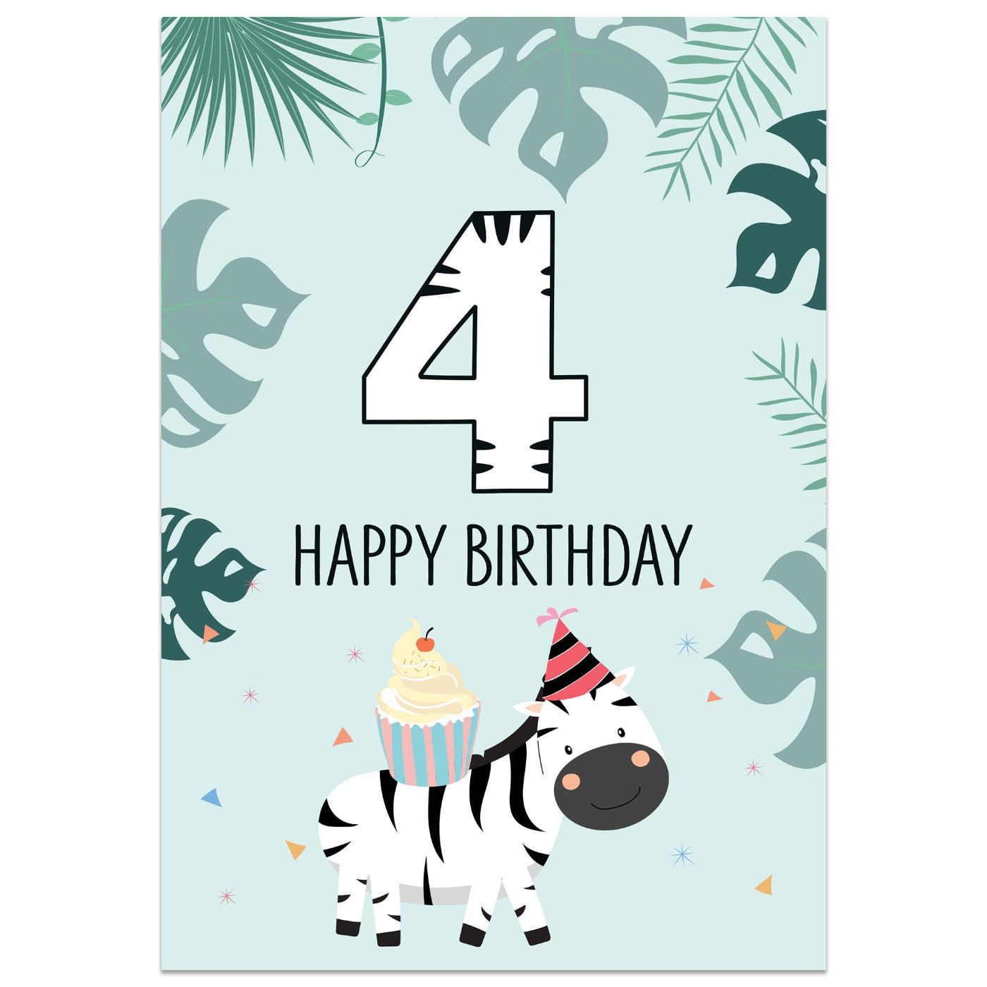 4th Birthday Zebra Card