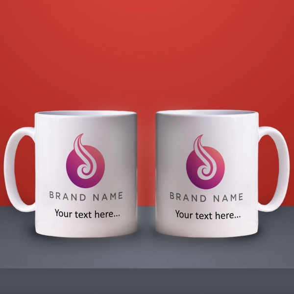 double sided logo mug with text