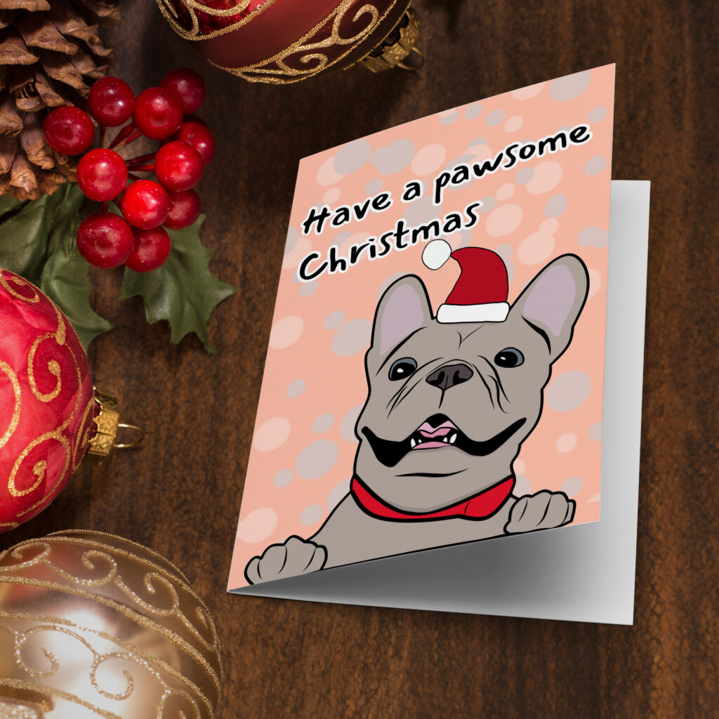Pug Pawesome Christmas Card