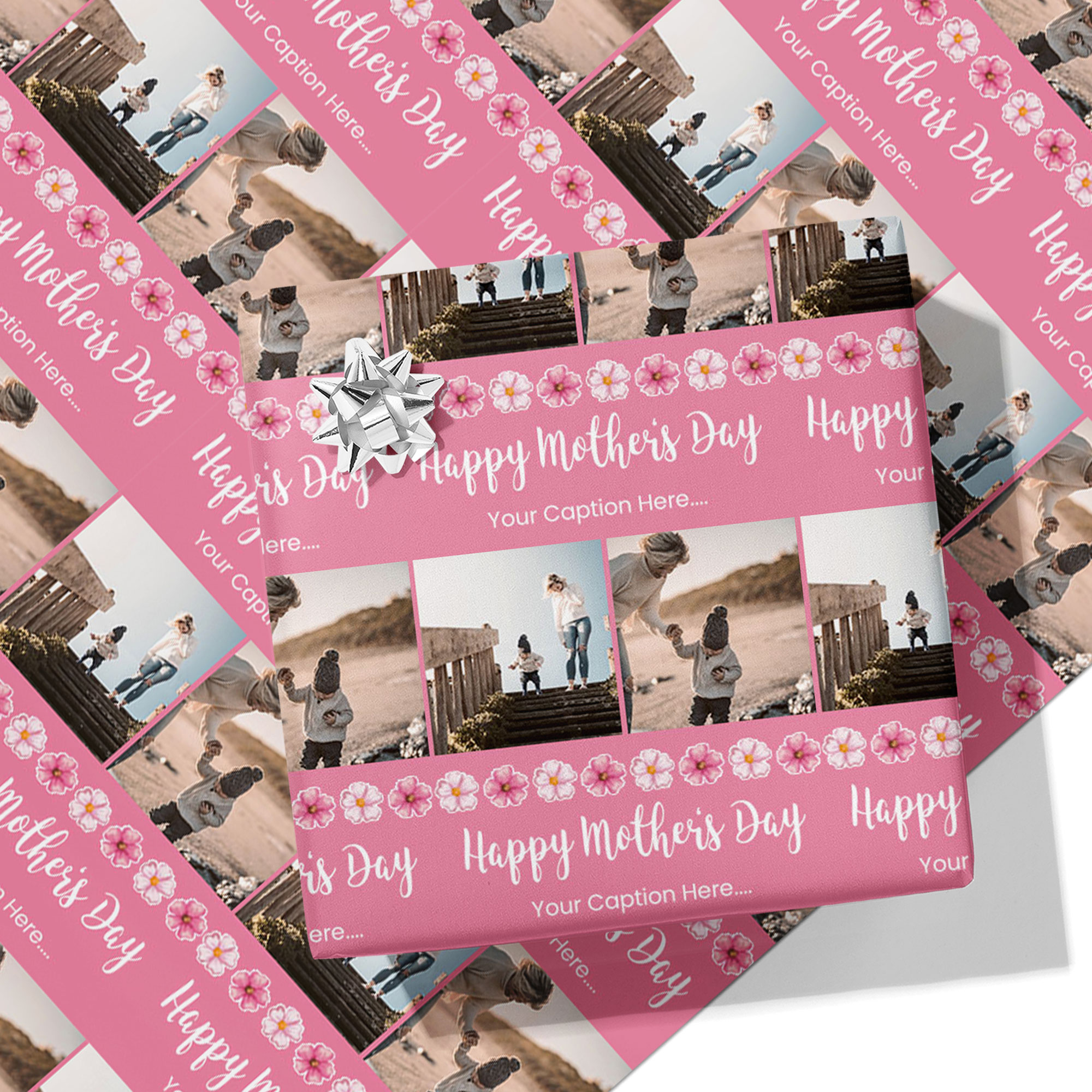Mother's Day 2 Photos and Caption Wrapping Paper