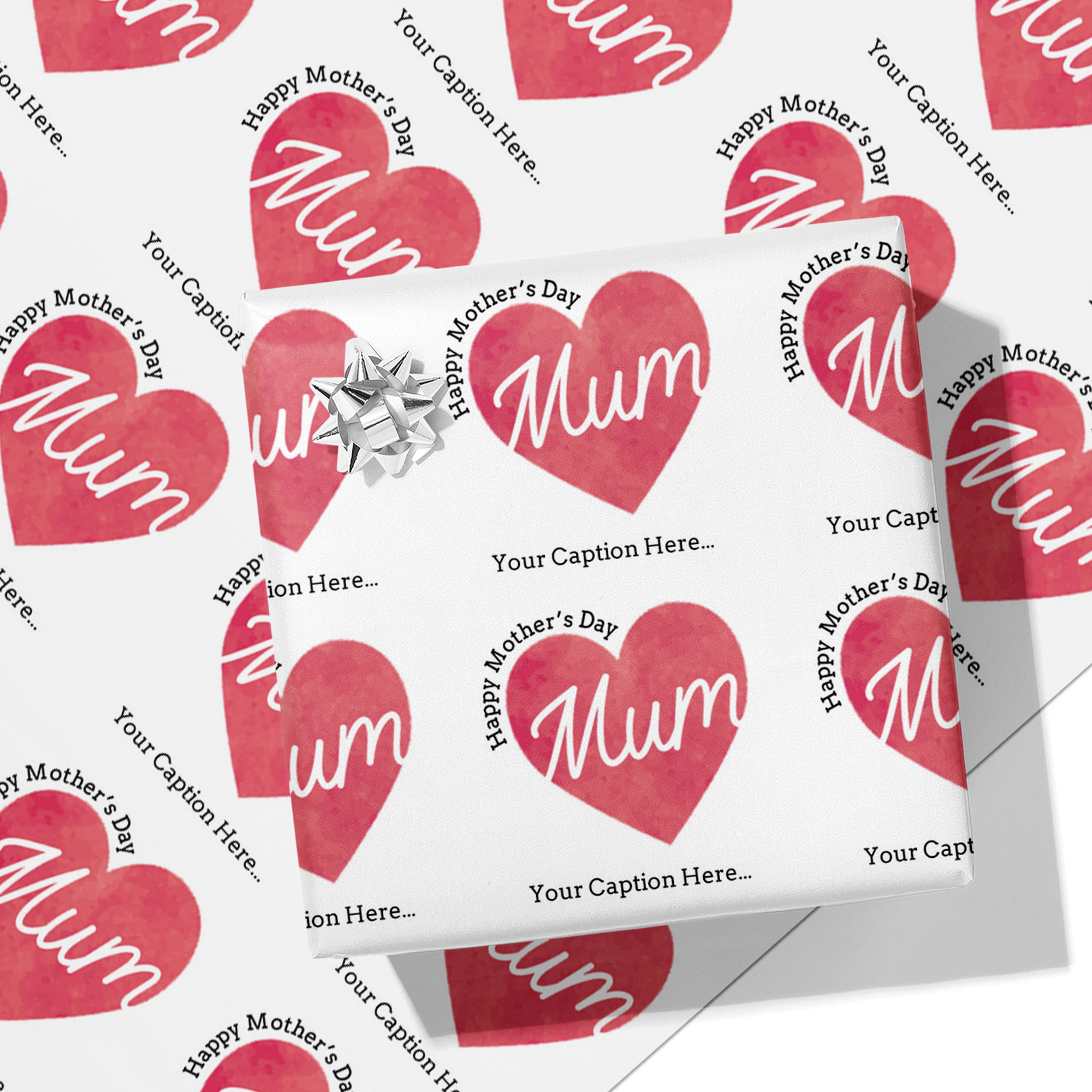 Mother's Day Mum Heart Caption Wrapping Paper