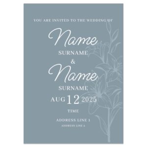 Blue Lilies Wedding Invitations - Pack of 10