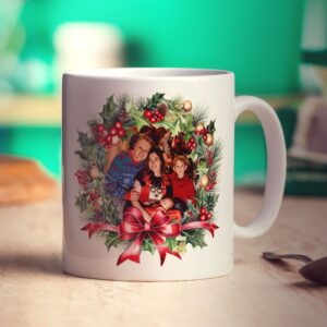 Festive Wreath Double Sided Photo Mug