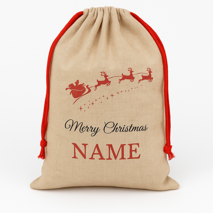 Reindeer Name Design - Personalised Christmas Sack