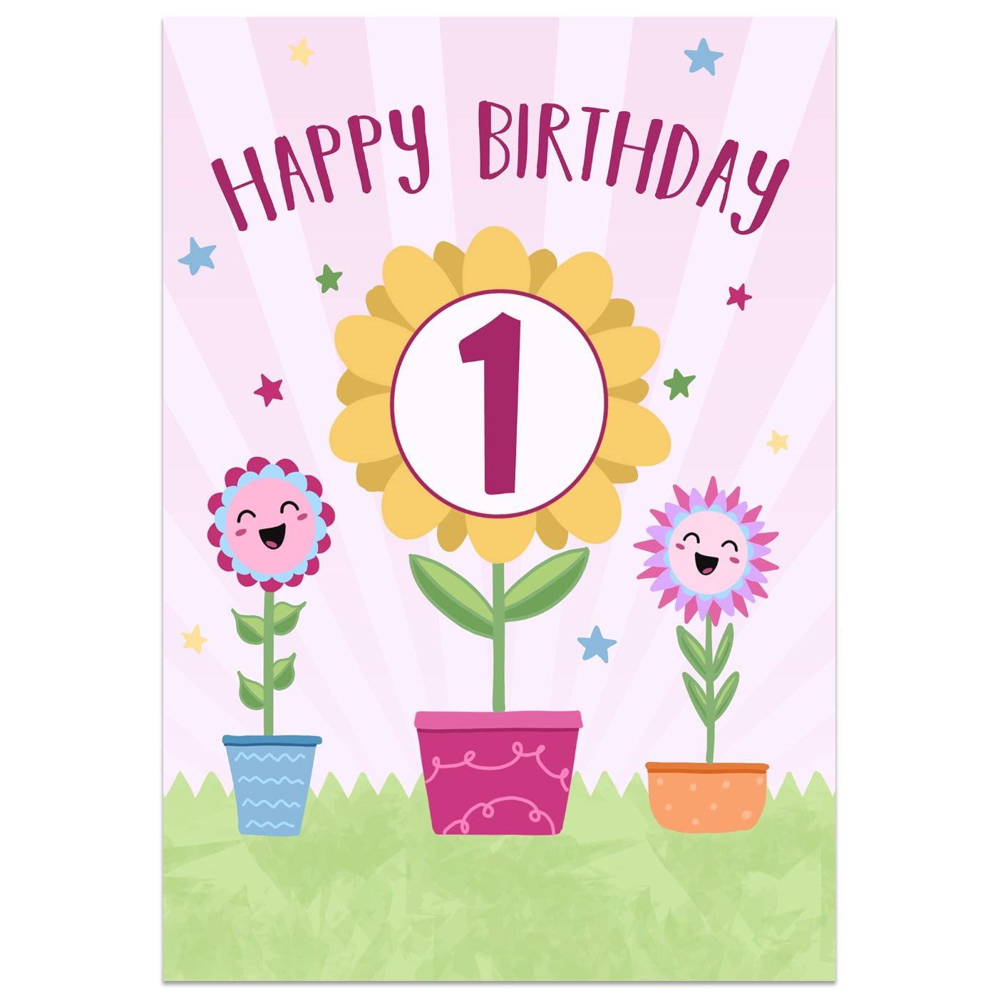 1st Birthday Flower Card