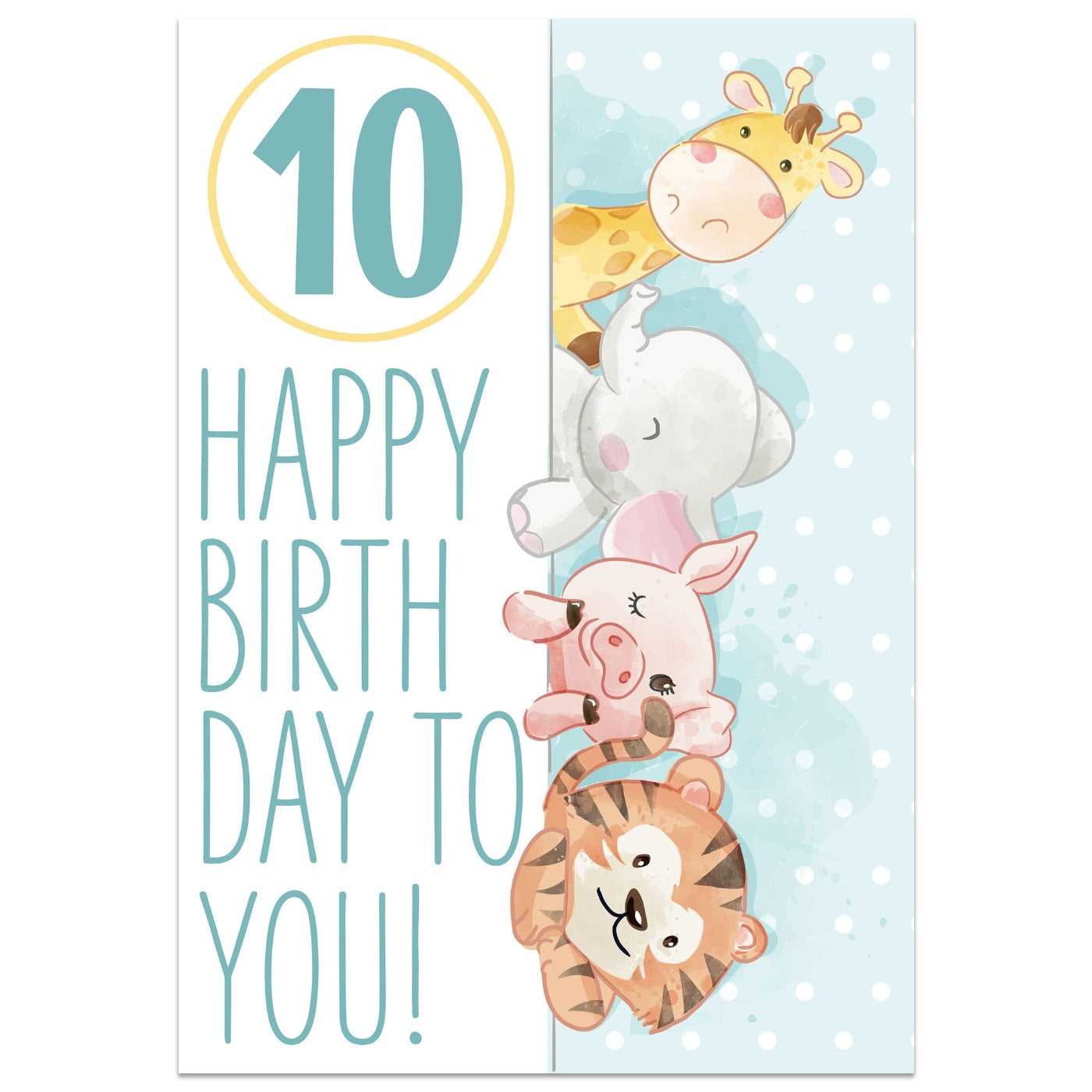 Jungle Animals 10th Birthday Card