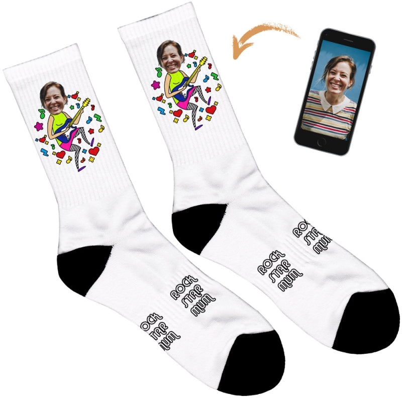 Rock Star Mum Socks - Plain White / Mens: 6-8 UK / 7-9 US