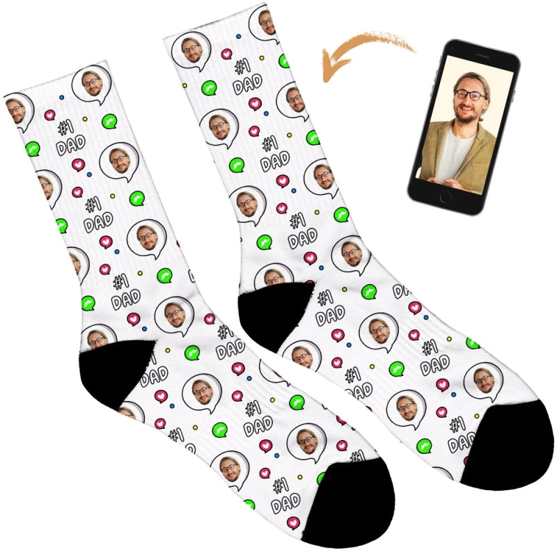 No. 1 Dad Personalised Socks - Plain White / Mens: 6-8 UK / 7-9 US
