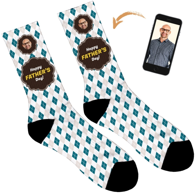 Happy Father's Day Argyle Personalised Socks