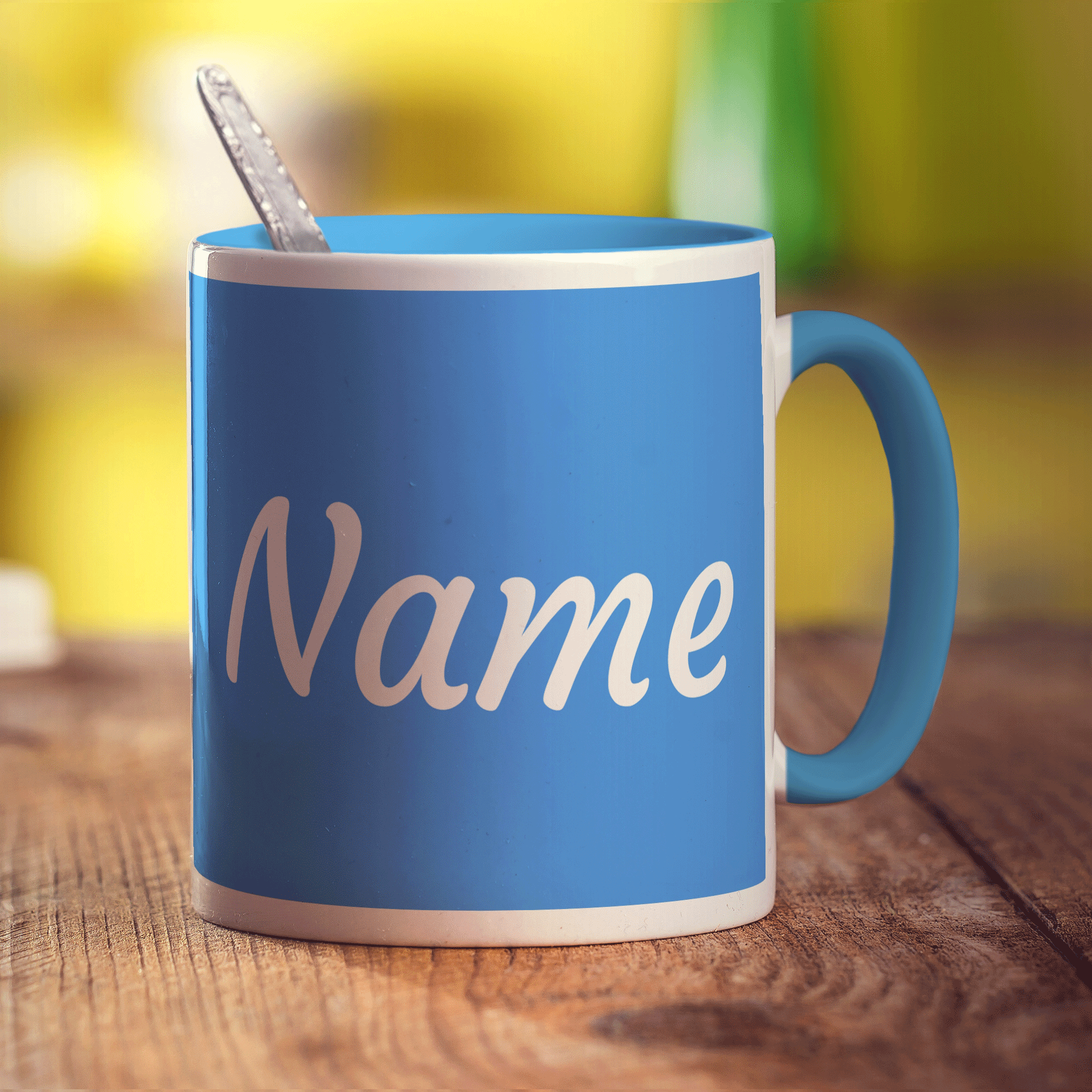 Personalised Blue Mug With Name
