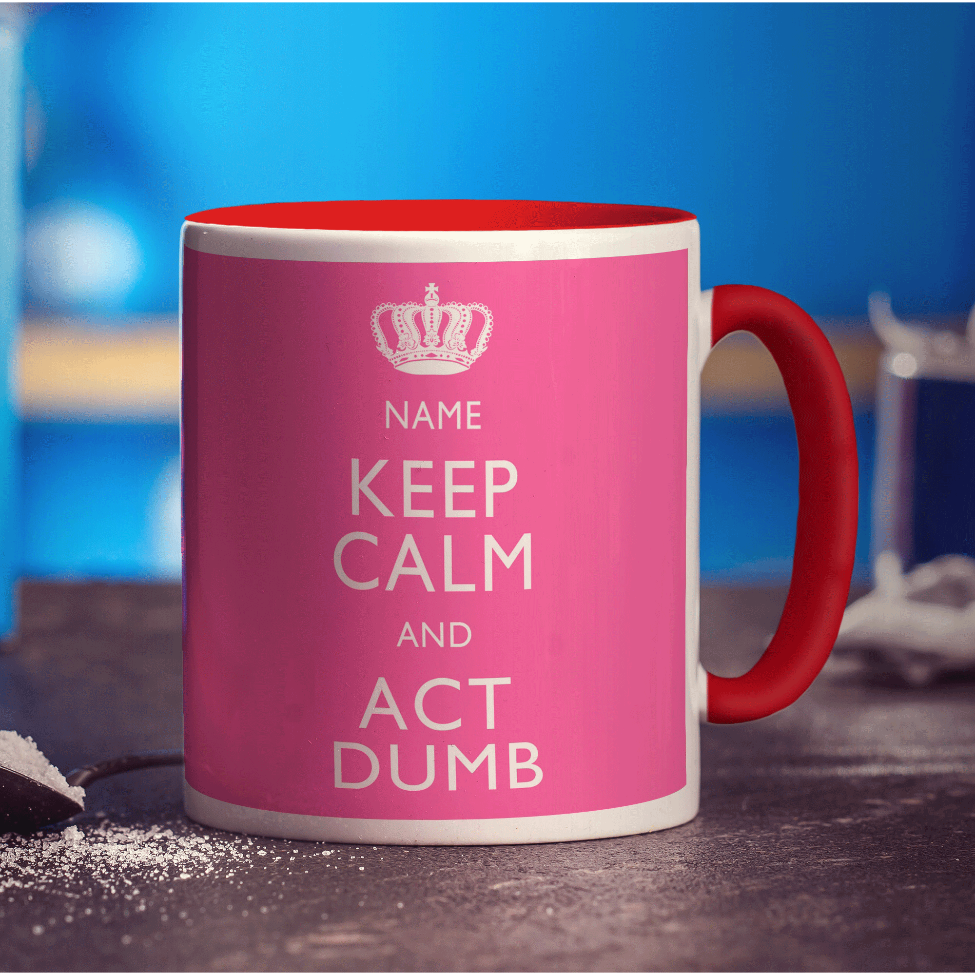 Keep Calm and Act Dumb Personalised Mug - Standard 330ml (11oz) / Red