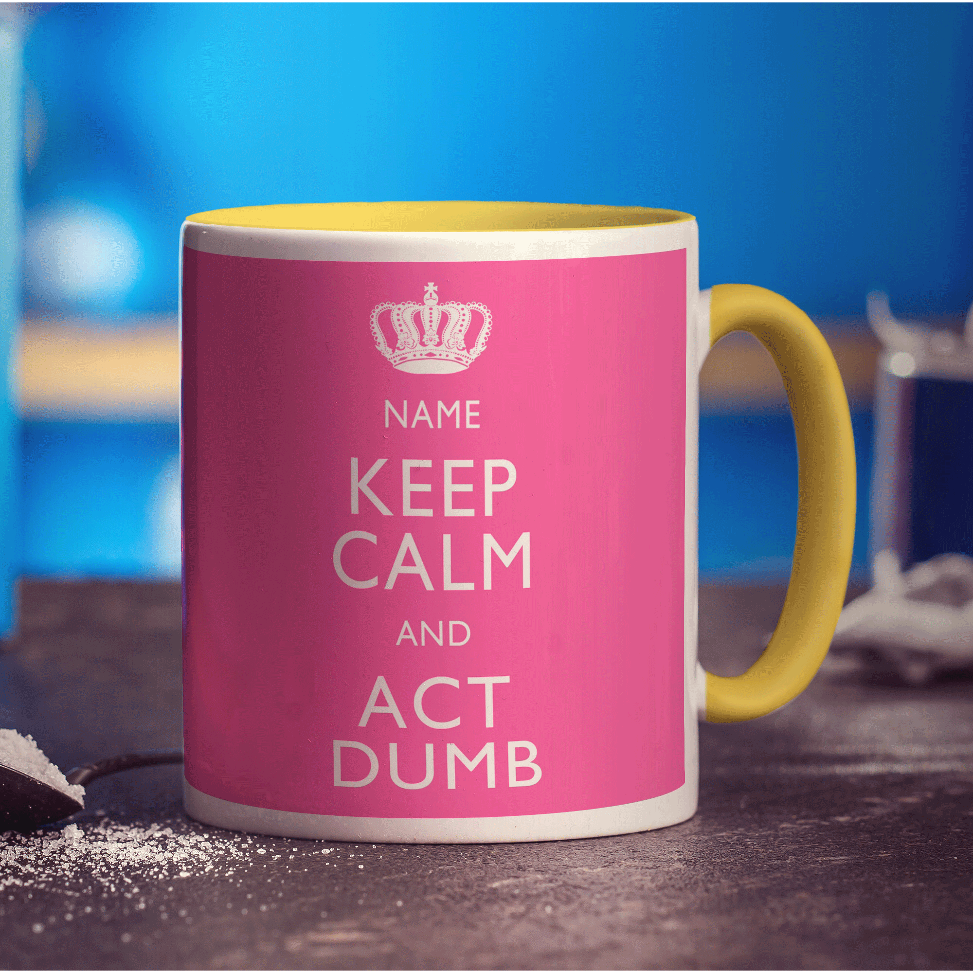 Keep Calm and Act Dumb Personalised Mug - Standard 330ml (11oz) / Yellow