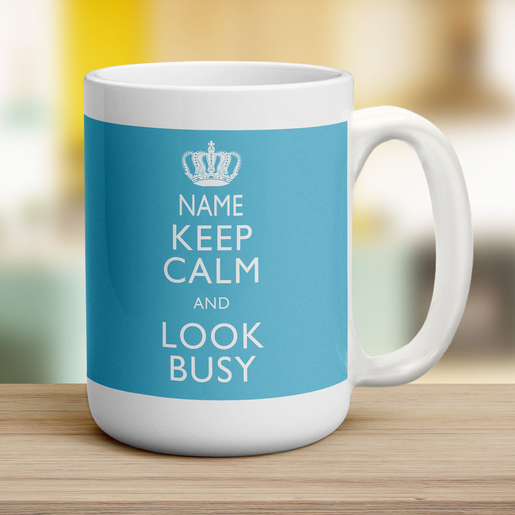 Keep Calm and Look Busy Personalised Mug - Jumbo 440ml (15oz) / White