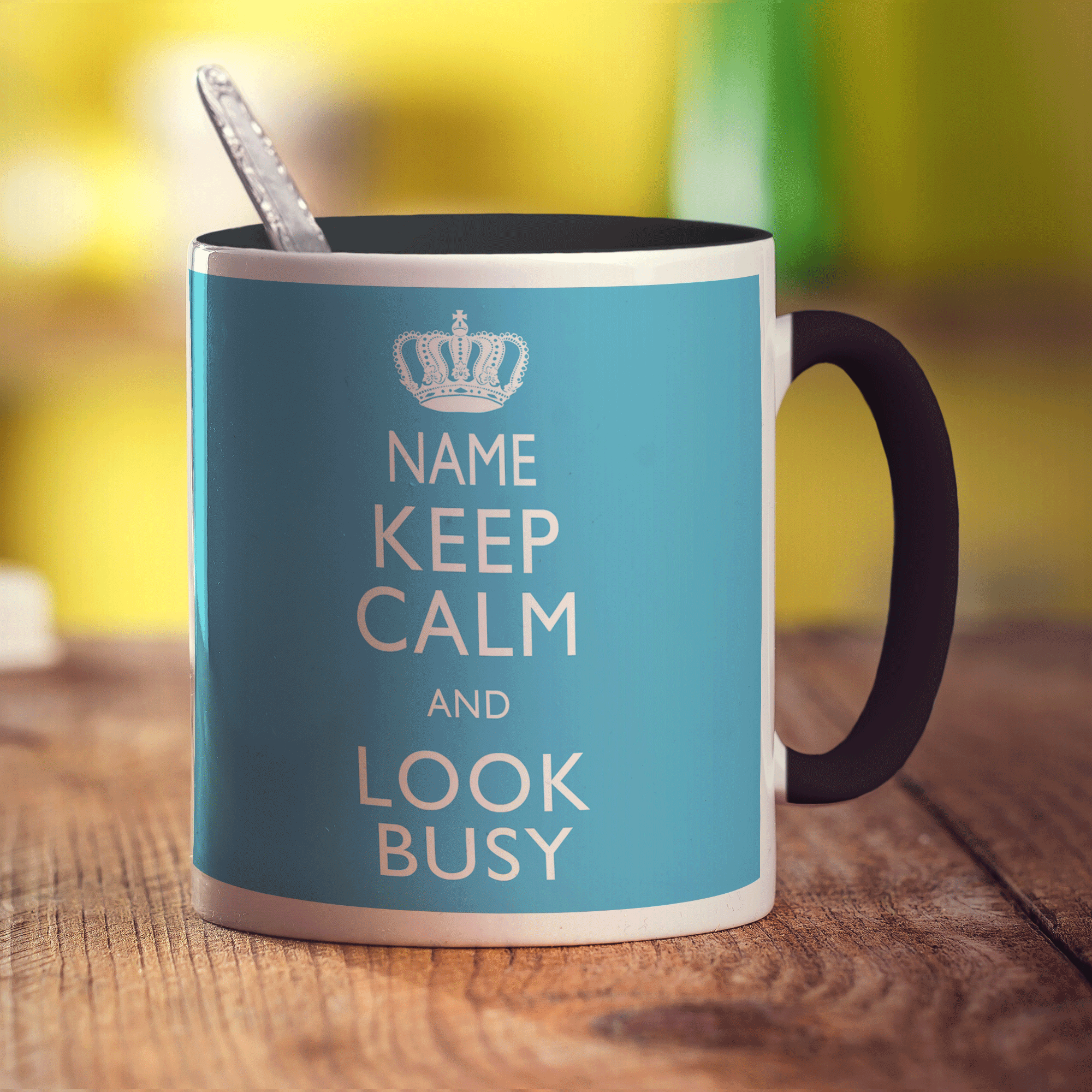 Keep Calm and Look Busy Personalised Mug - Standard 330ml (11oz) / Black