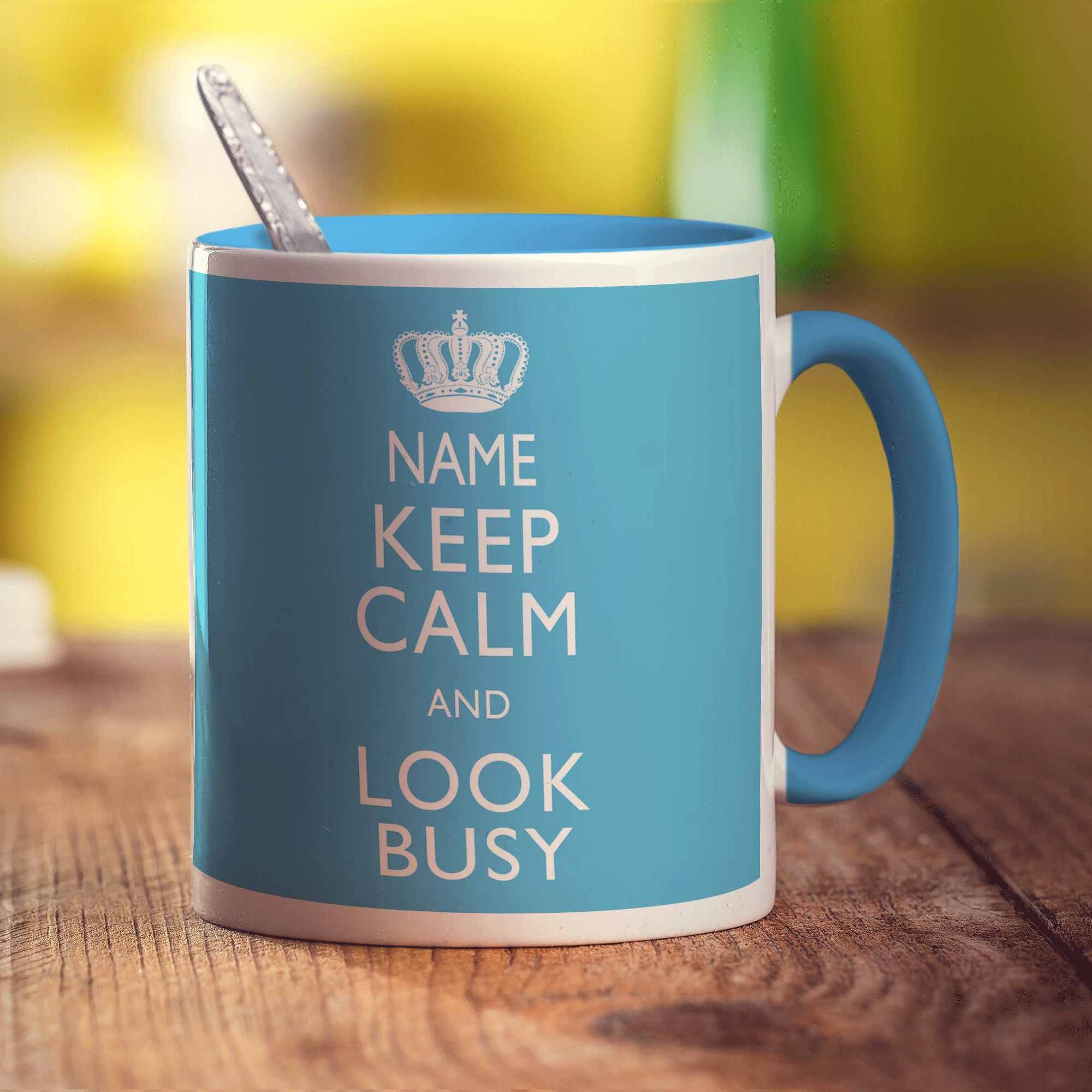 Keep Calm and Look Busy Personalised Mug - Standard 330ml (11oz) / Blue