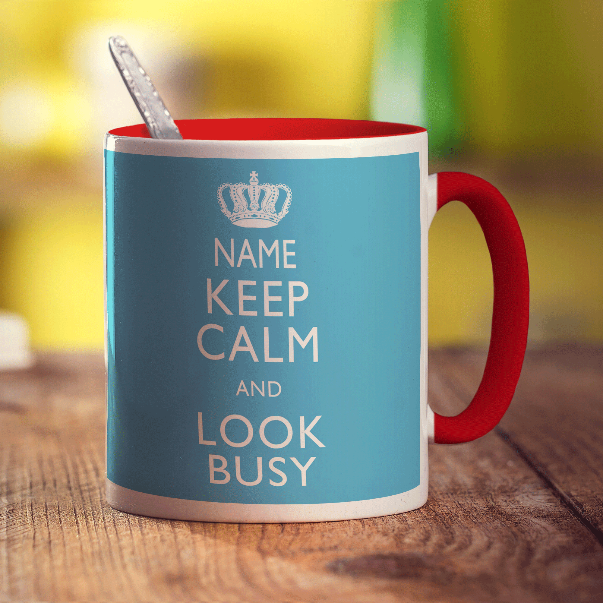 Keep Calm and Look Busy Personalised Mug - Standard 330ml (11oz) / Red