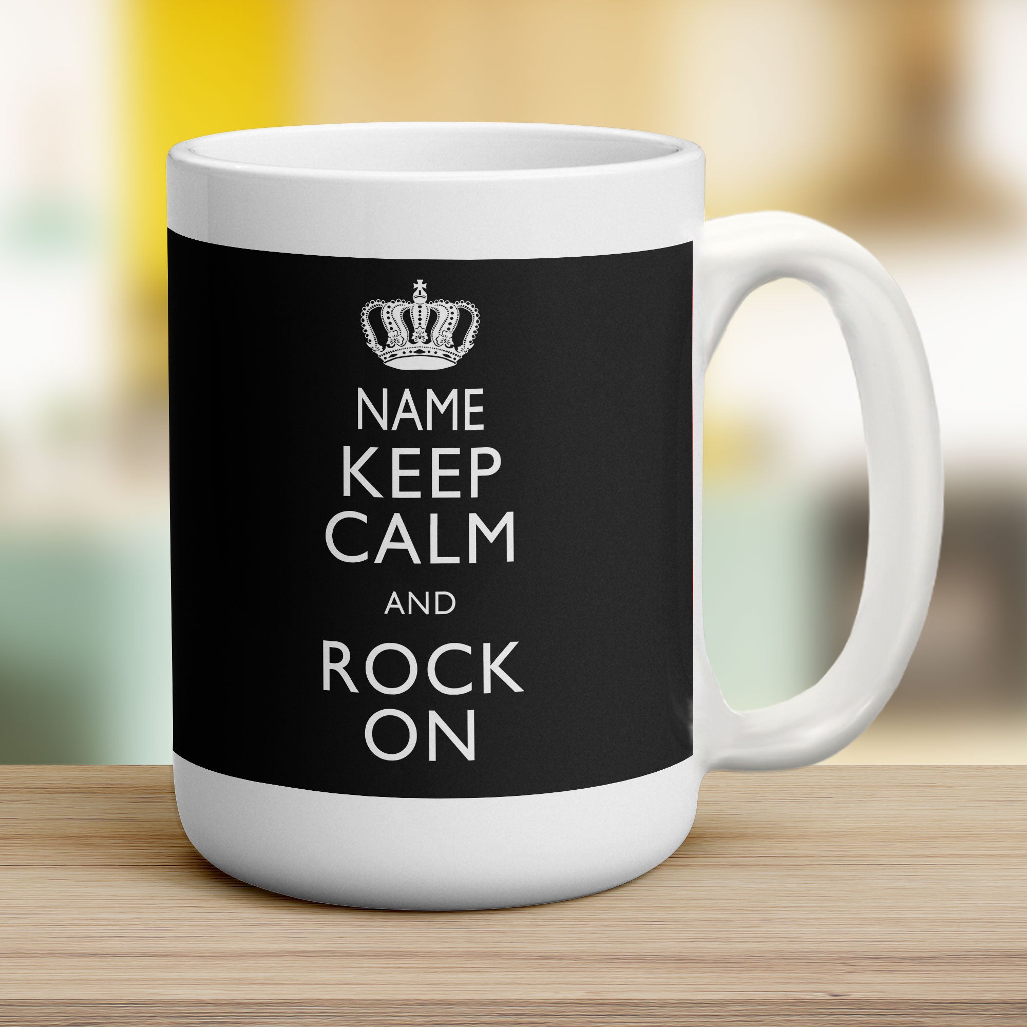 Keep Calm and Rock On Personalised Mug - Jumbo 440ml (15oz) / White
