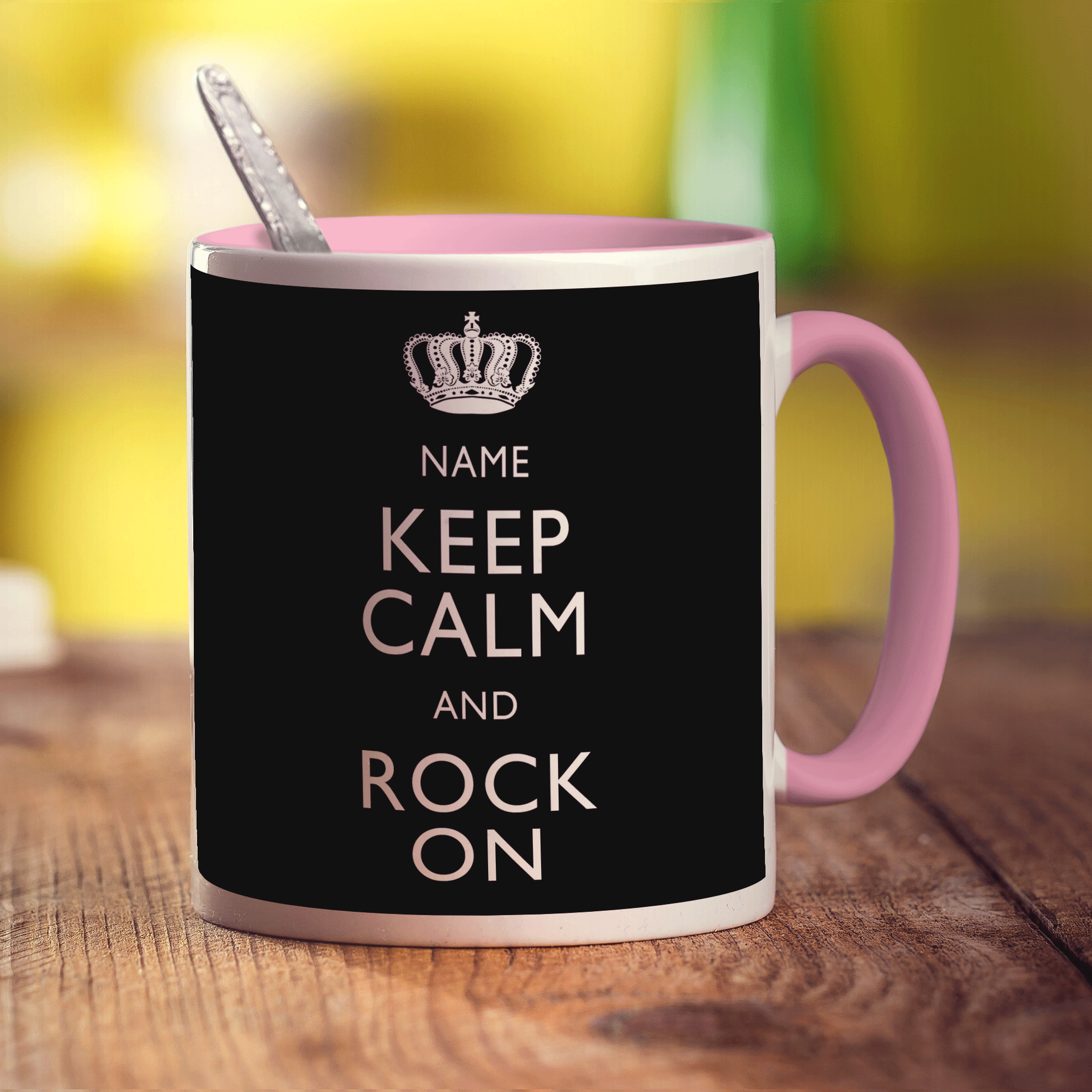 Keep Calm and Rock On Personalised Mug - Standard 330ml (11oz) / Pink
