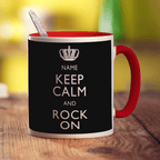 Keep Calm and Rock On Personalised Mug - Standard 330ml (11oz) / Red