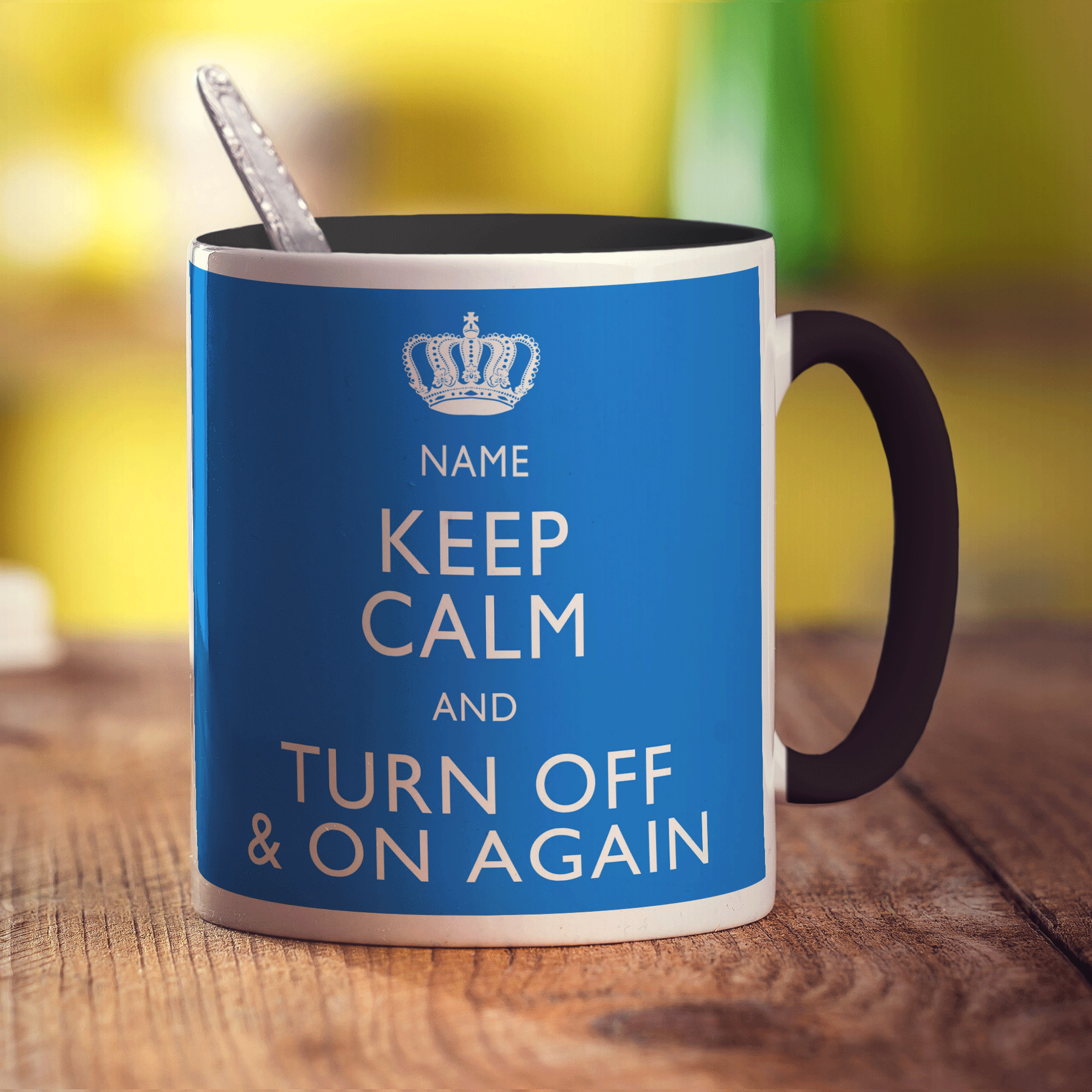 Keep Calm and Turn Off and On Again Personalised Mug - Standard 330ml (11oz) / Black