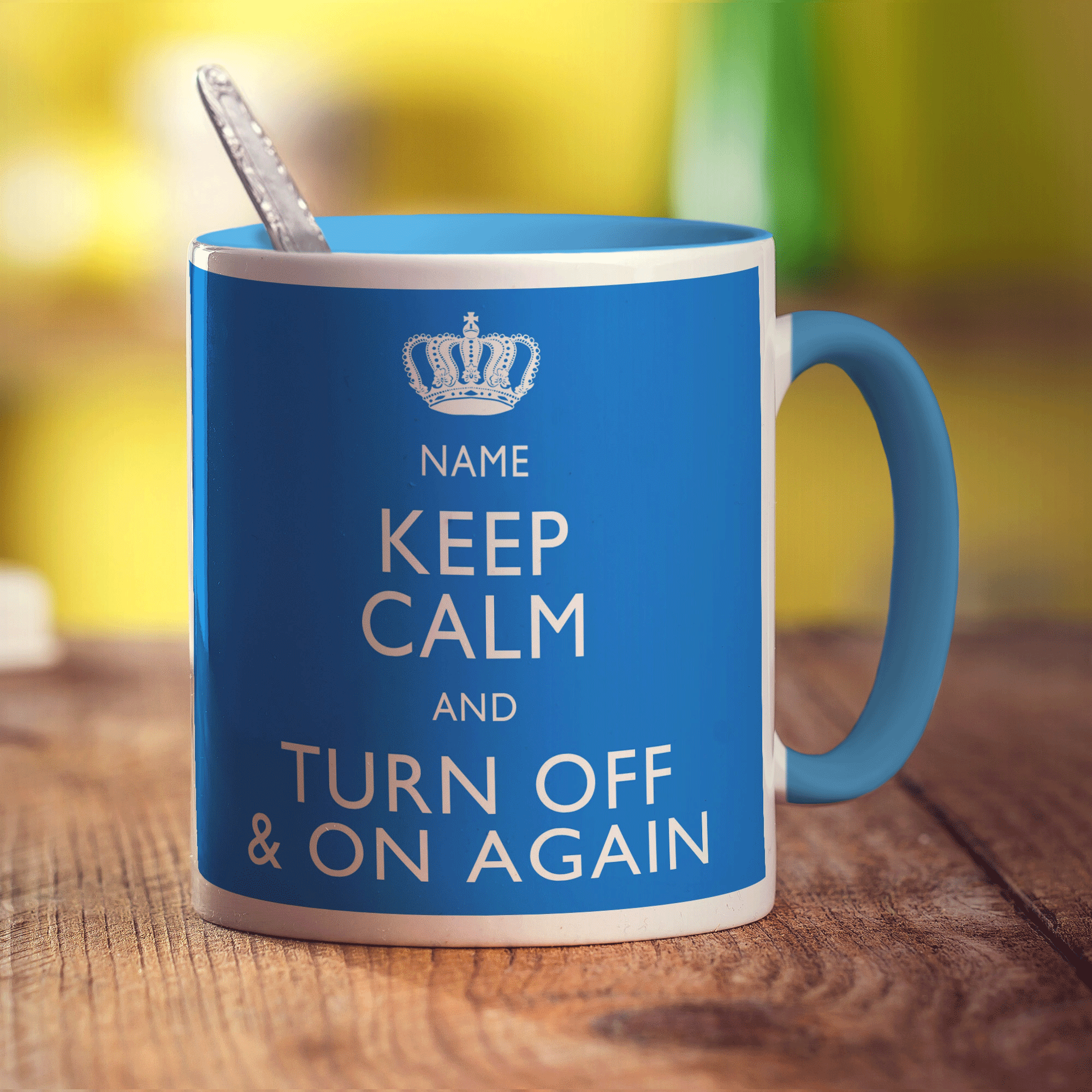 Keep Calm and Turn Off and On Again Personalised Mug - Standard 330ml (11oz) / Blue