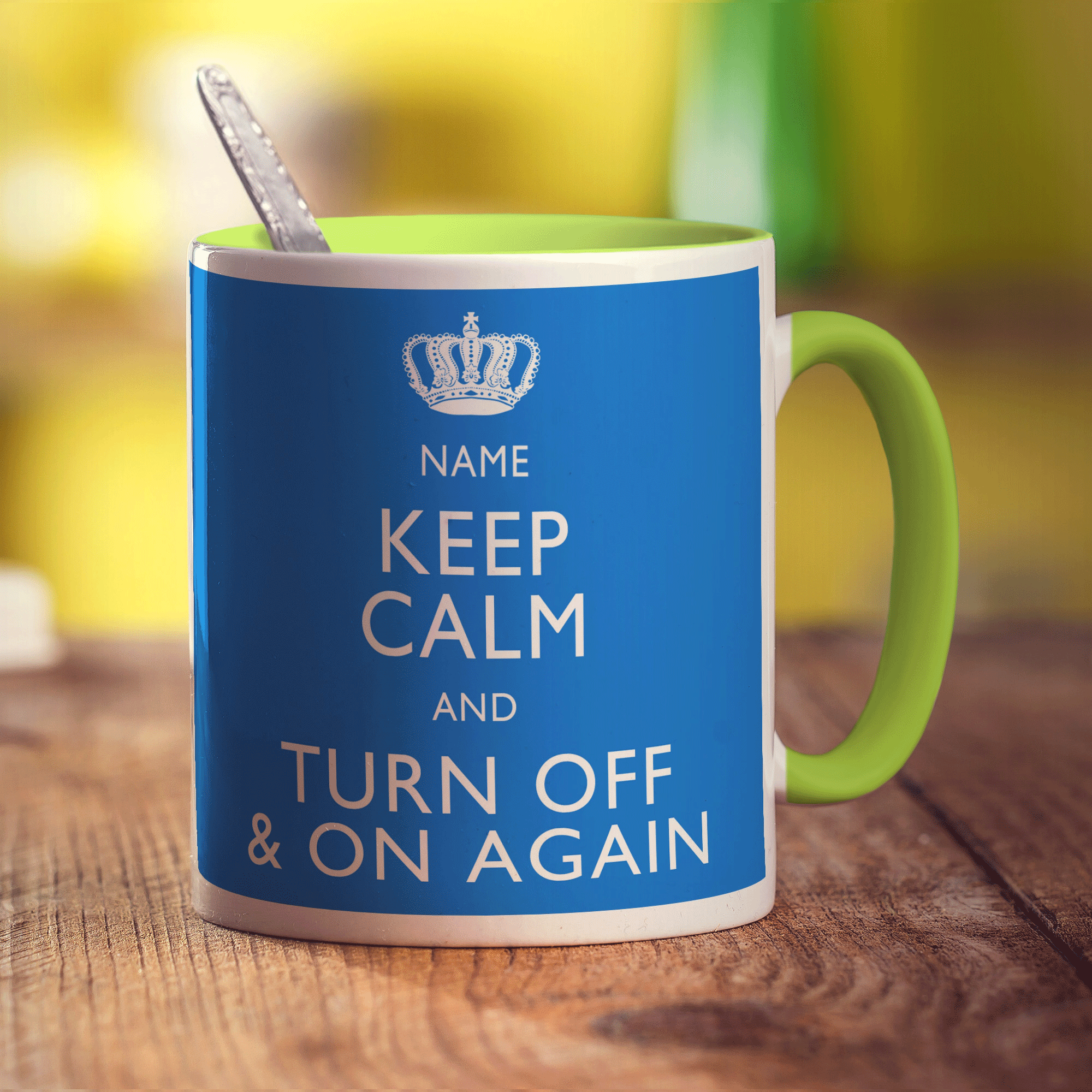 Keep Calm and Turn Off and On Again Personalised Mug - Standard 330ml (11oz) / Green