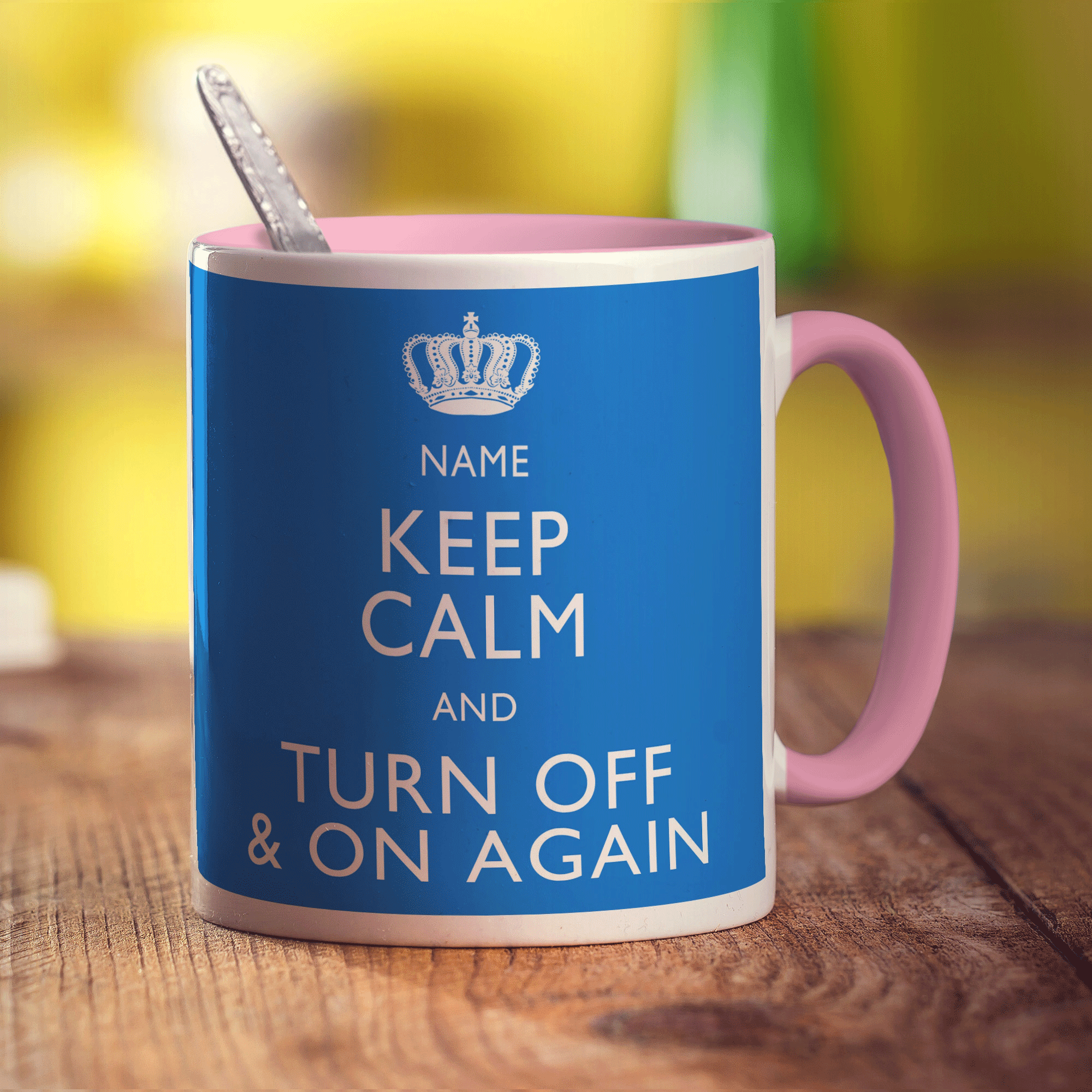Keep Calm and Turn Off and On Again Personalised Mug - Standard 330ml (11oz) / Pink