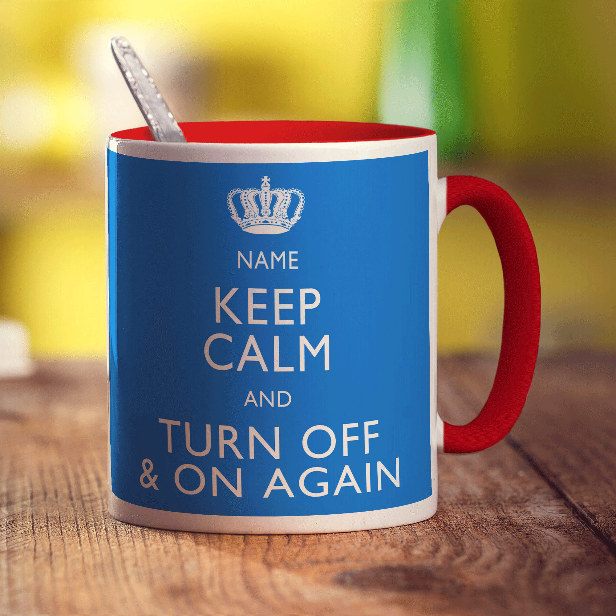 Keep Calm and Turn Off and On Again Personalised Mug - Standard 330ml (11oz) / Red