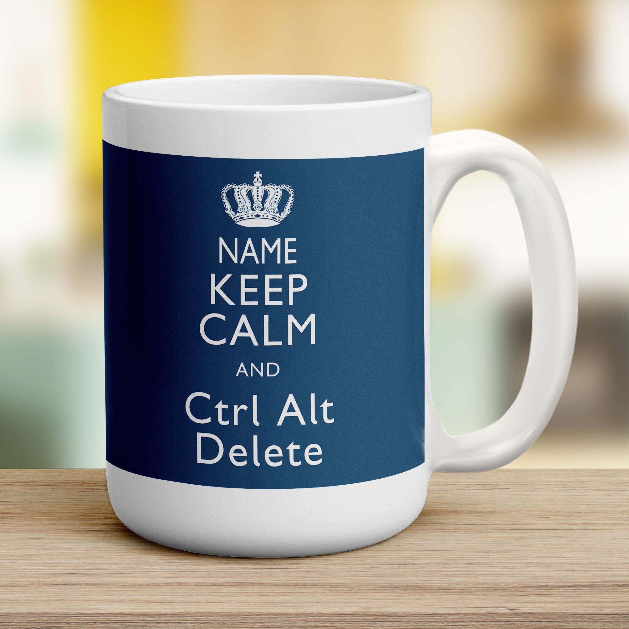Keep Calm and Ctrl Alt Delete Personalised Mug - Jumbo 440ml (15oz) / White