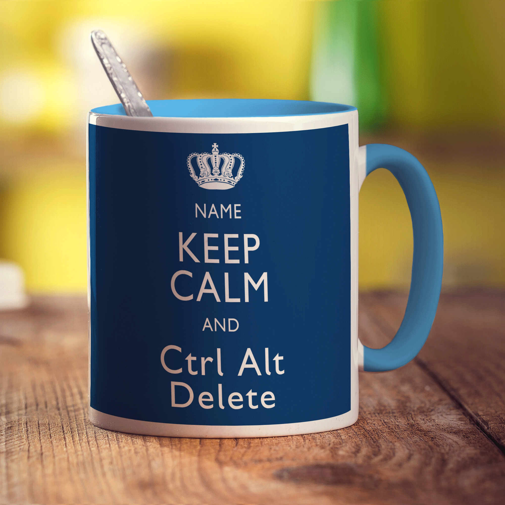 Keep Calm and Ctrl Alt Delete Personalised Mug - Standard 330ml (11oz) / Blue
