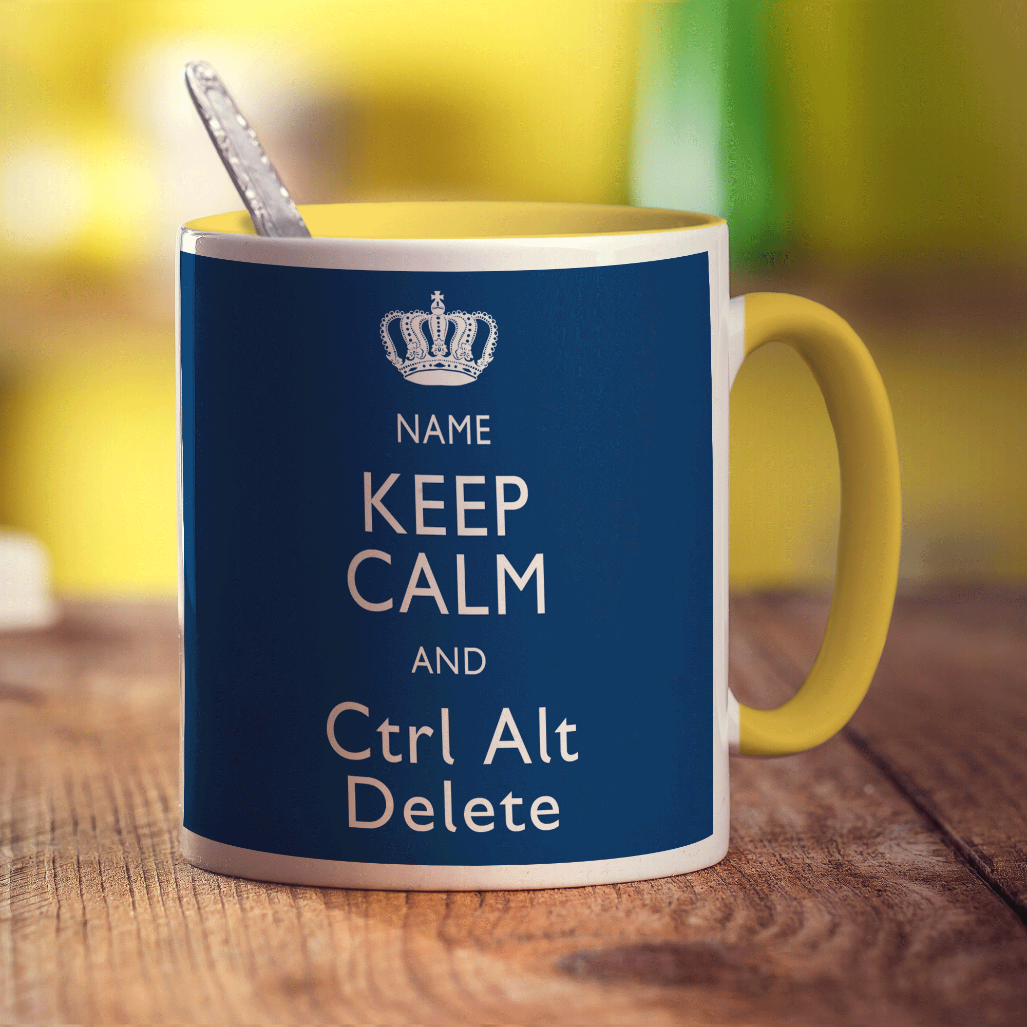 Keep Calm and Ctrl Alt Delete Personalised Mug - Standard 330ml (11oz) / Yellow