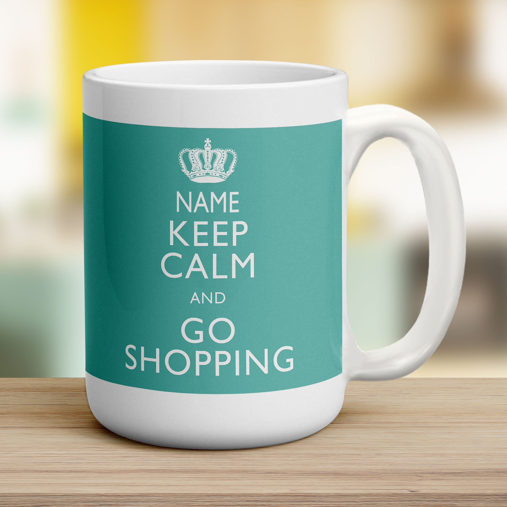 Keep Calm and Go Shopping Personalised Mug - Jumbo 440ml (15oz) / White