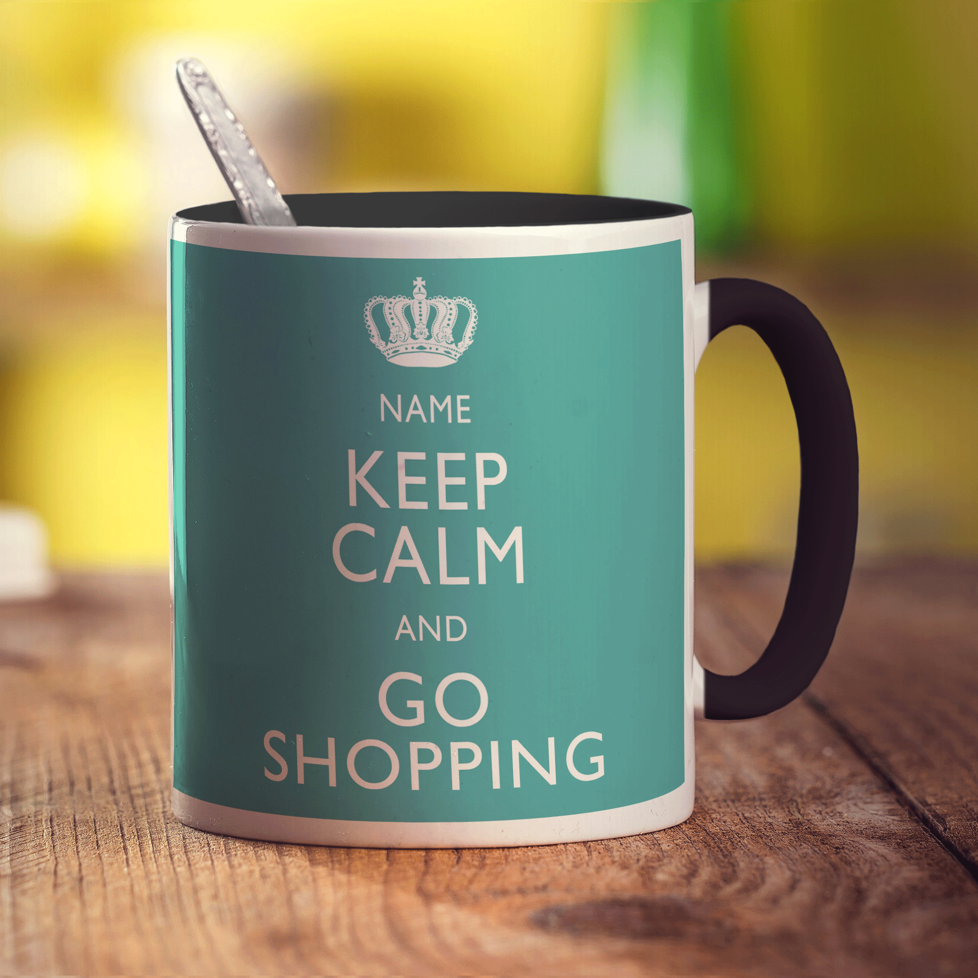 Keep Calm and Go Shopping Personalised Mug - Standard 330ml (11oz) / Black