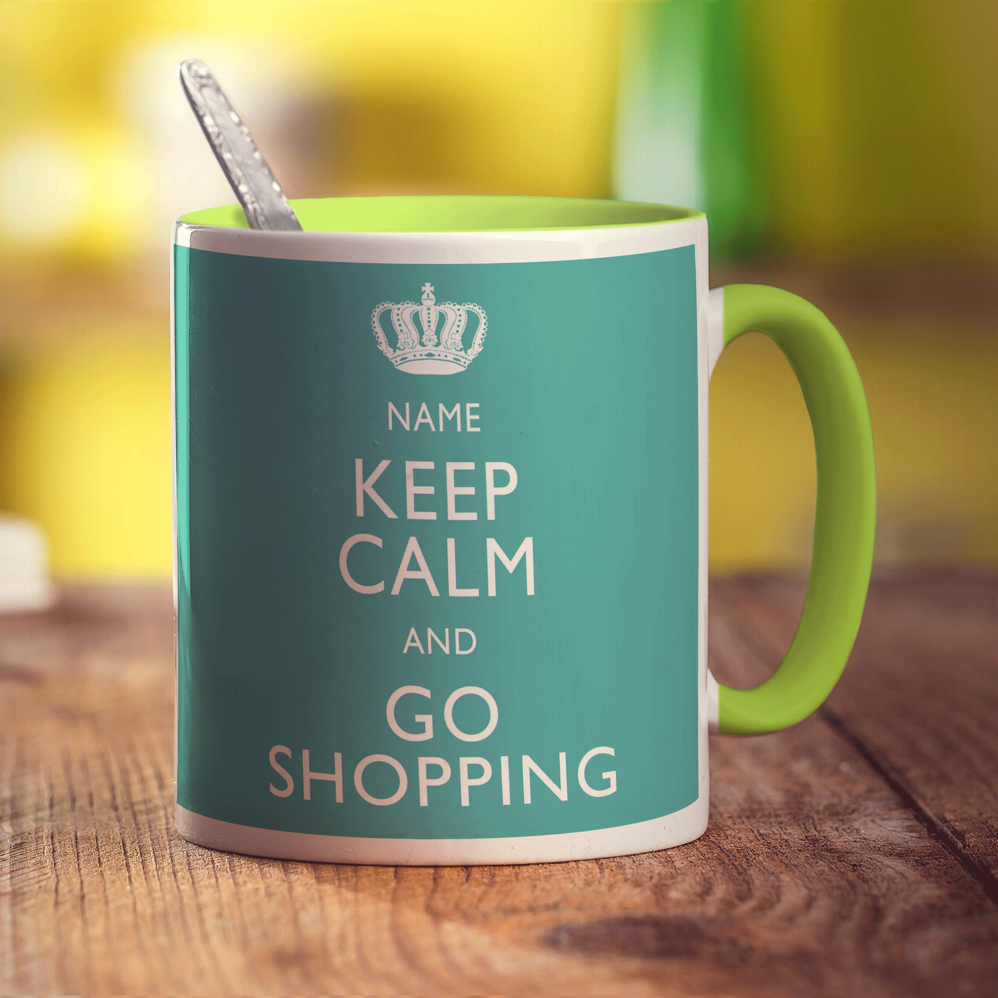 Keep Calm and Go Shopping Personalised Mug - Standard 330ml (11oz) / Green