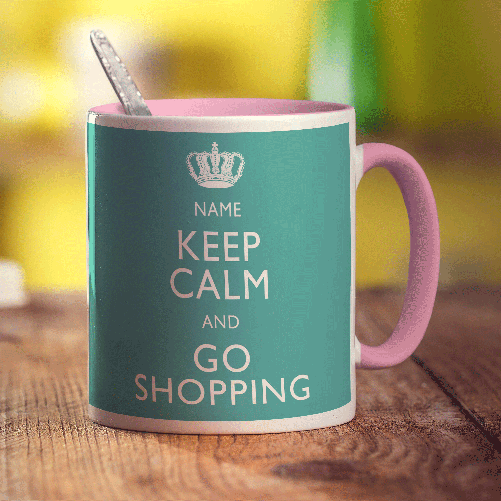 Keep Calm and Go Shopping Personalised Mug - Standard 330ml (11oz) / Pink