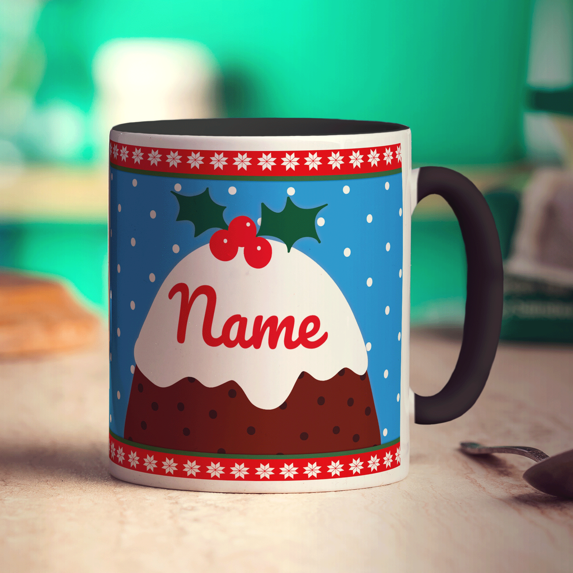 Christmas Pudding Name Mug