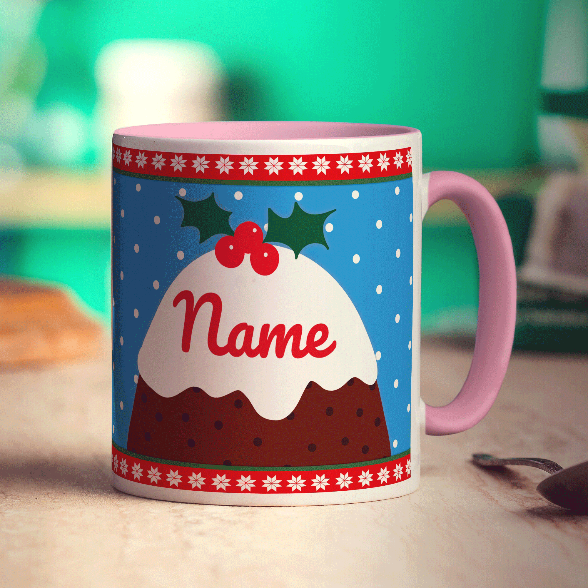 Christmas Pudding Name Mug