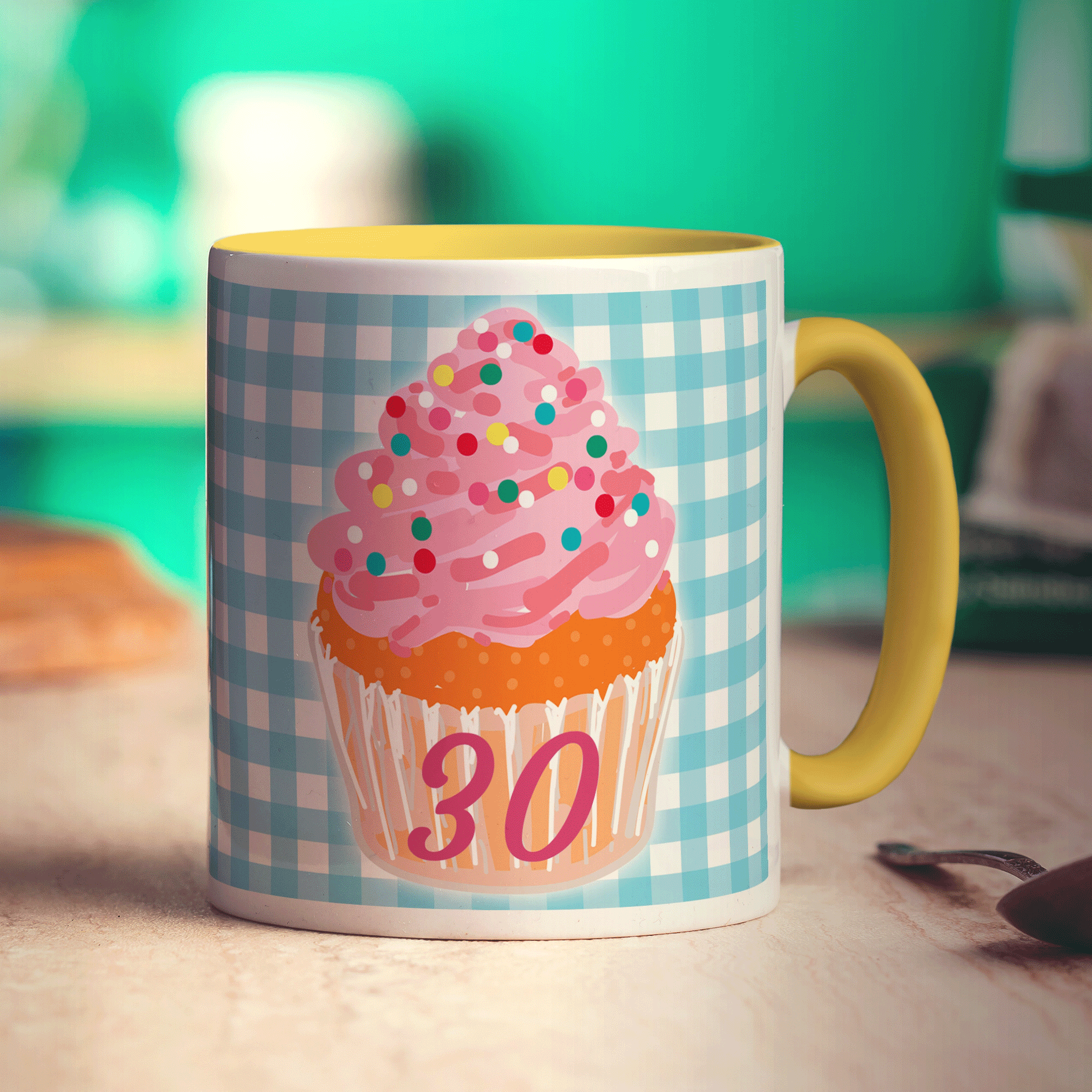 Cupcake Birthday Age Mug - Standard 330ml (11oz) / Yellow