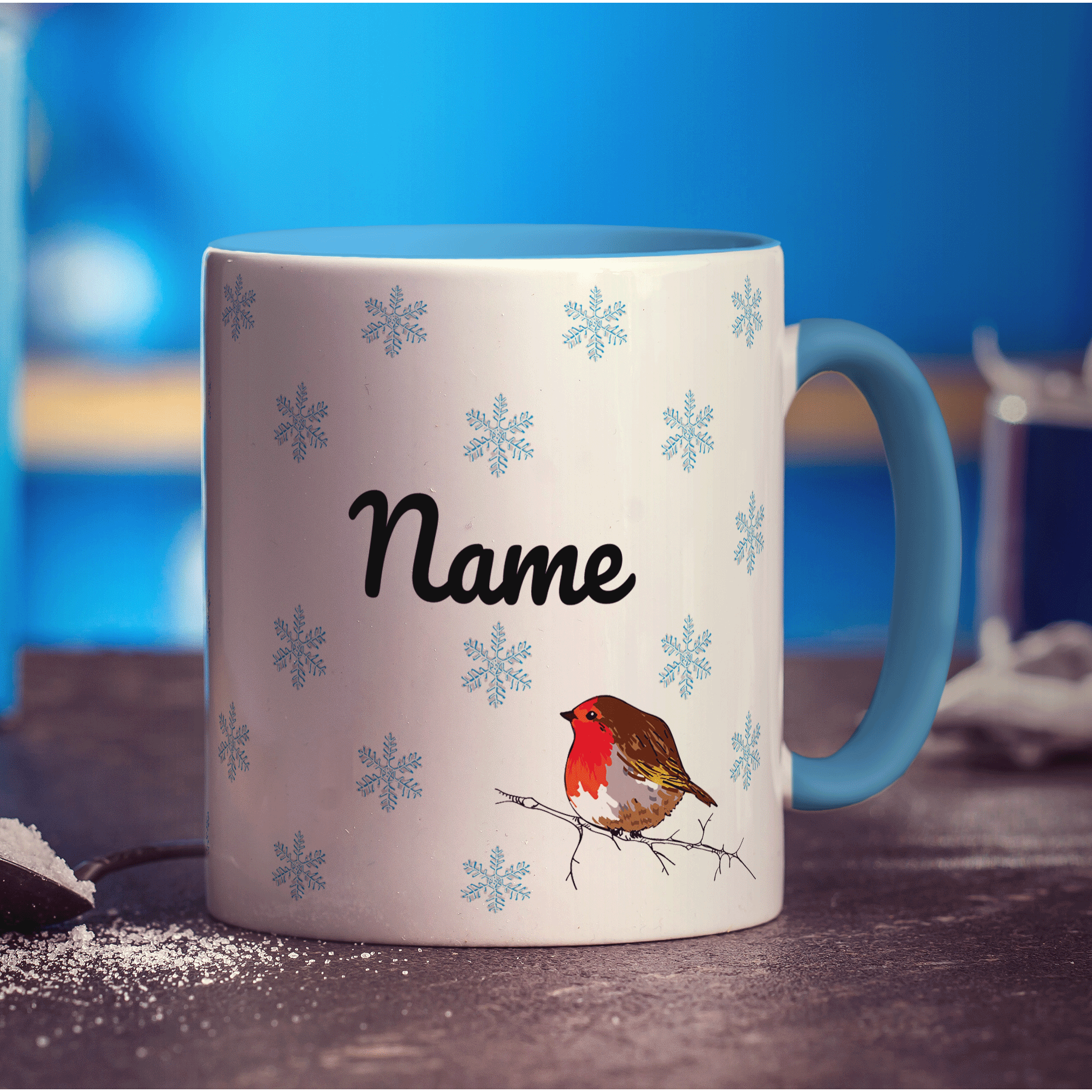 Winter Robin Personalised Name Mug