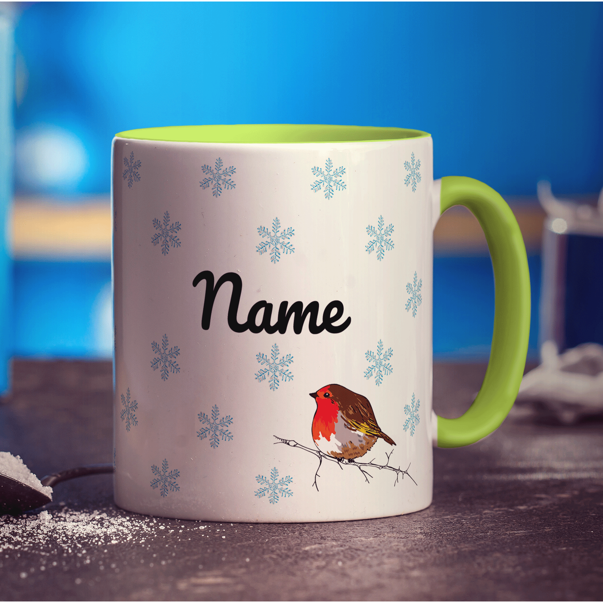 Winter Robin Personalised Name Mug