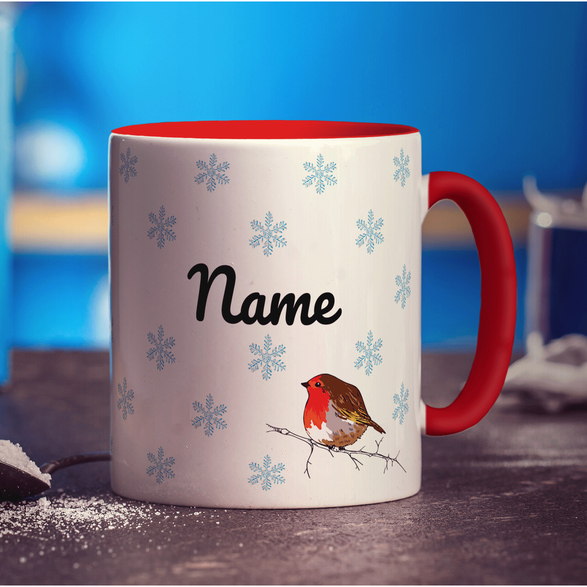 Winter Robin Personalised Name Mug