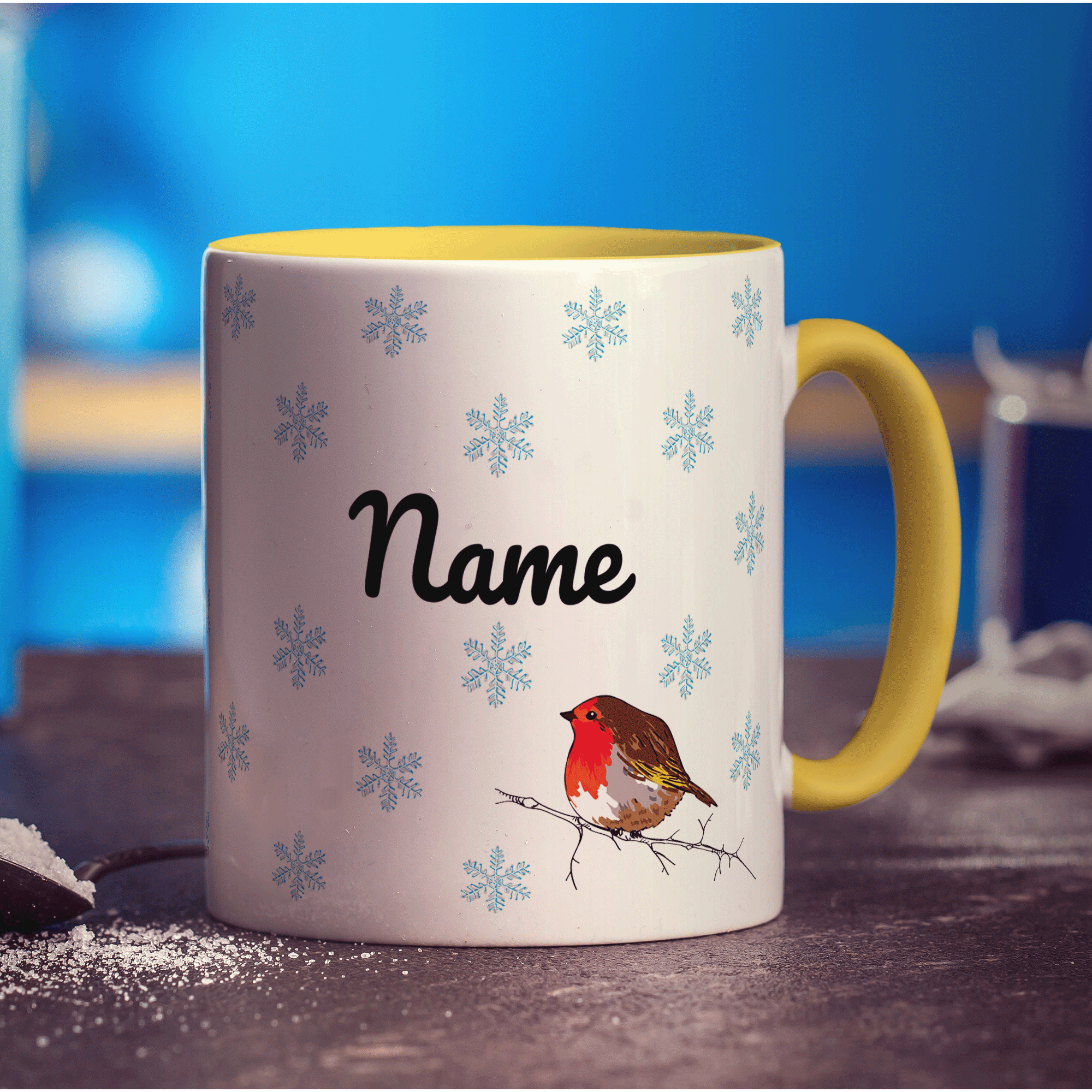 Winter Robin Personalised Name Mug